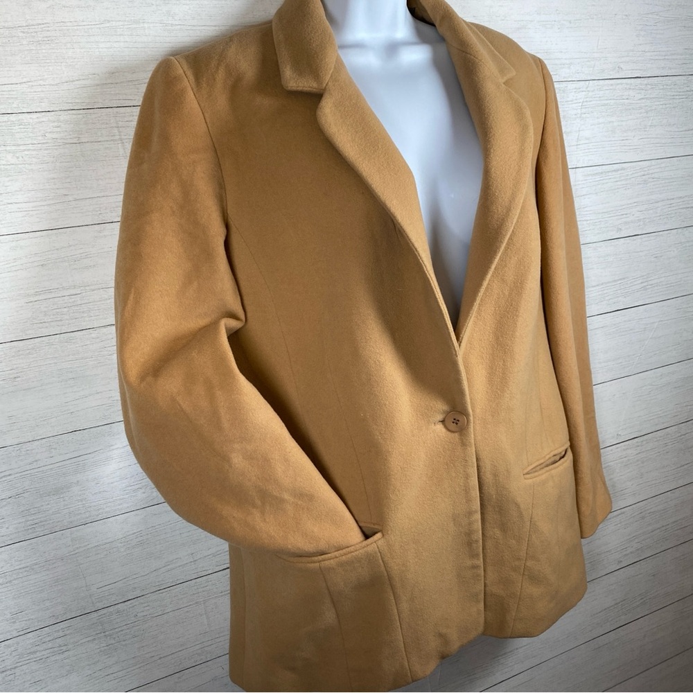 Kate Hill petites Women’s 12 Blazer Woolmark blend Wool Cashmere Camel Warm Tan